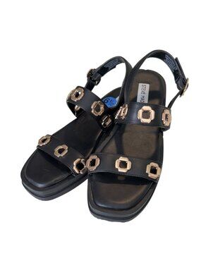 Steve Madden Tenacious Gold Detail Cut Out Buckle Sandals Size 6.5
